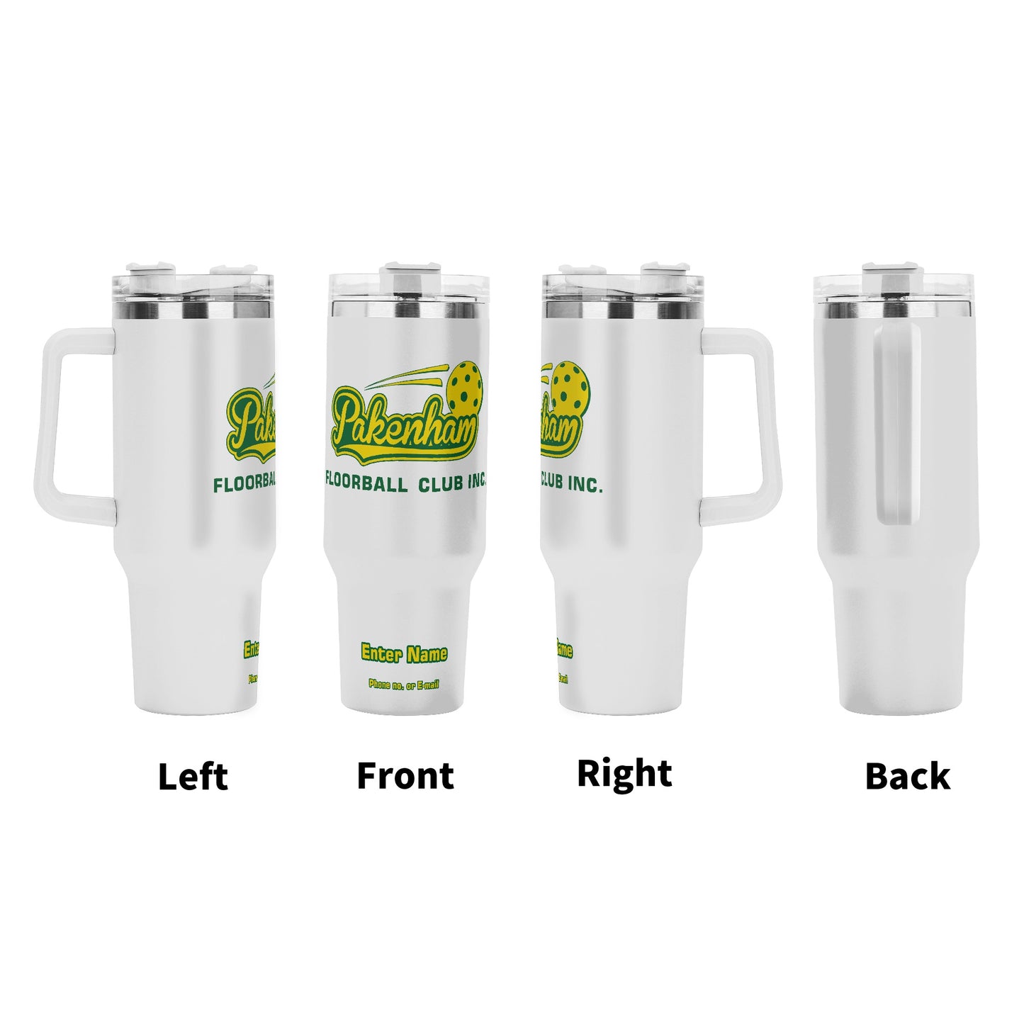Pakenham Floorball Personalised White Stainless Steel Tumbler (1.2L) (NAME)