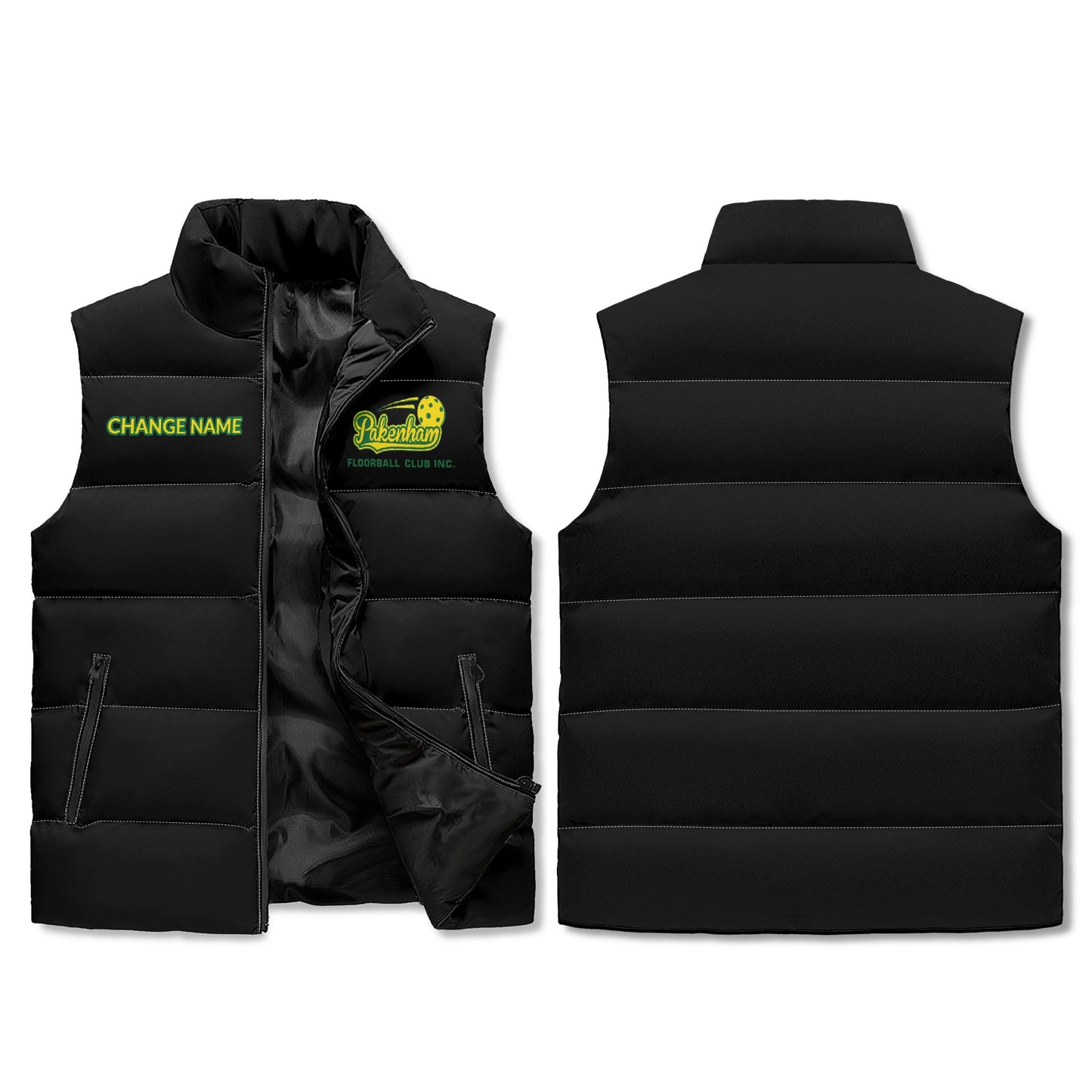 Pakenham Floorball Unisex Lightweight Zip Up Puffer Vest (Personalised)