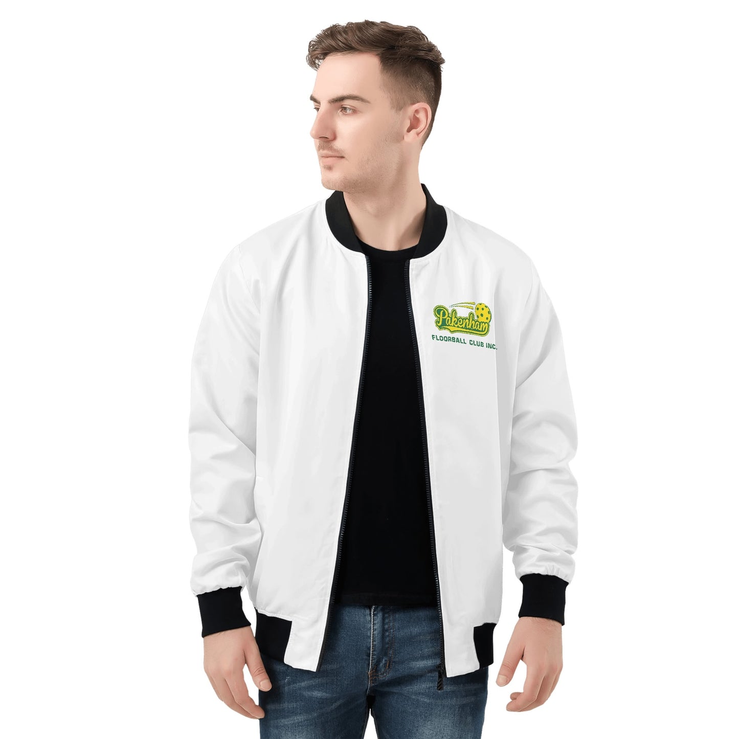 Pakenham Floorball Zip Up Bomber Jacket (Black & White)