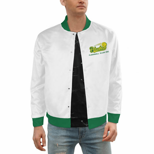 Pakenham Floorball Varsity Bomber Jacket (Green and White)