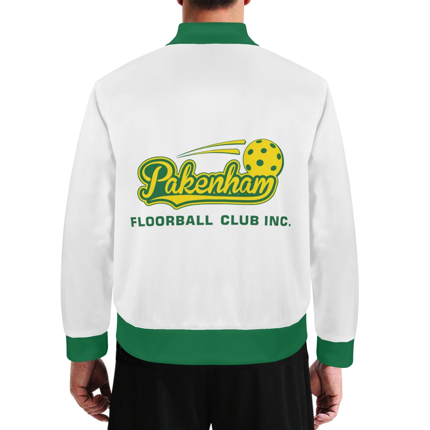 Pakenham Floorball Varsity Bomber Jacket (Green and White)