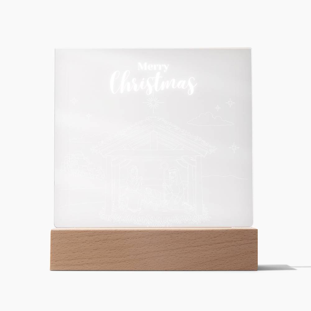 Christmas nativity scene without animals or three kings (Acrylic Square Plaque)