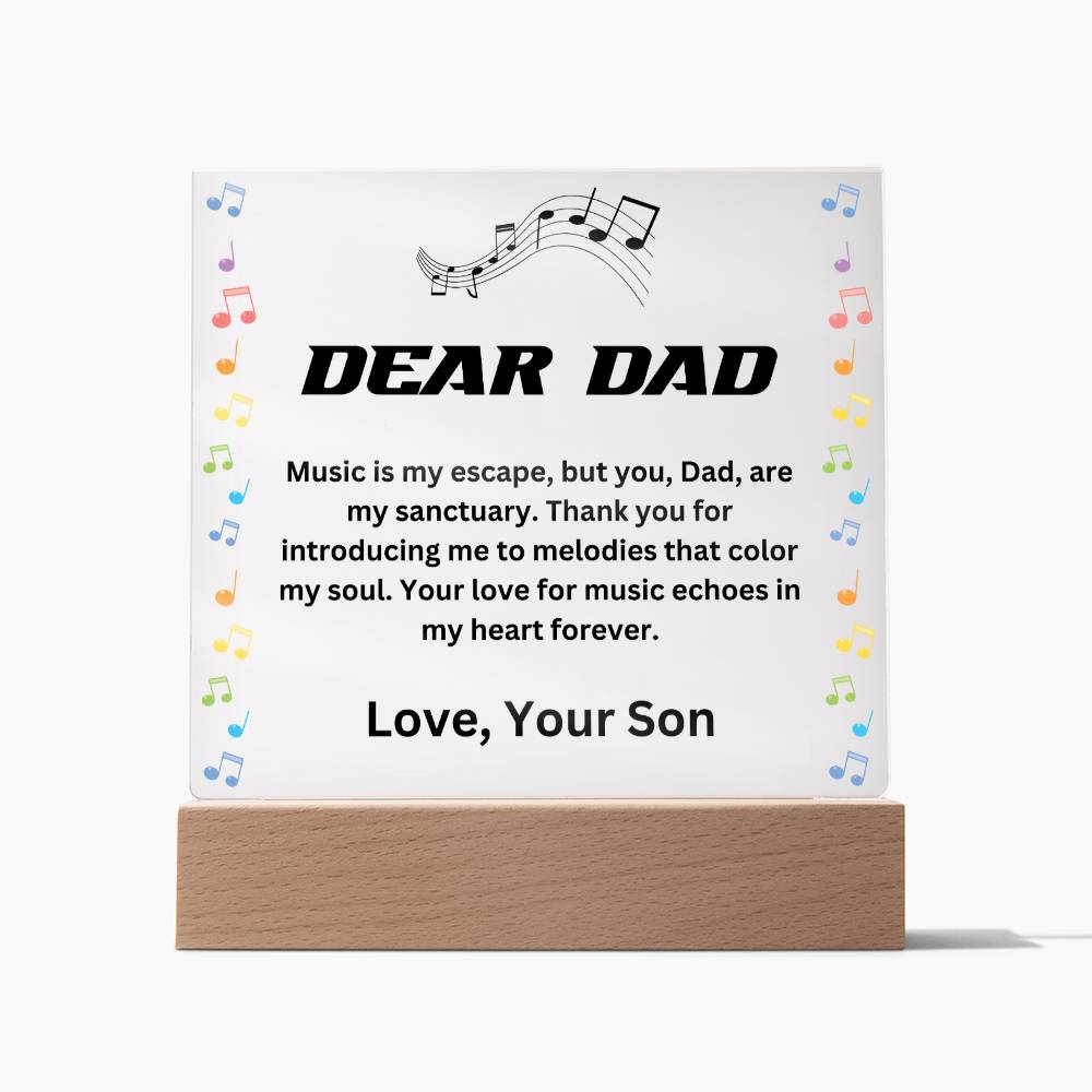 Dear Dad - Your love for music echoes in my heart forever (Acrylic Square Plaque)
