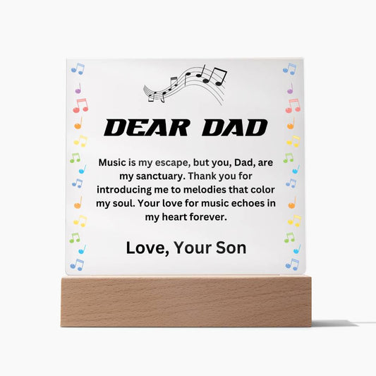 Dear Dad - Your love for music echoes in my heart forever (Acrylic Square Plaque)
