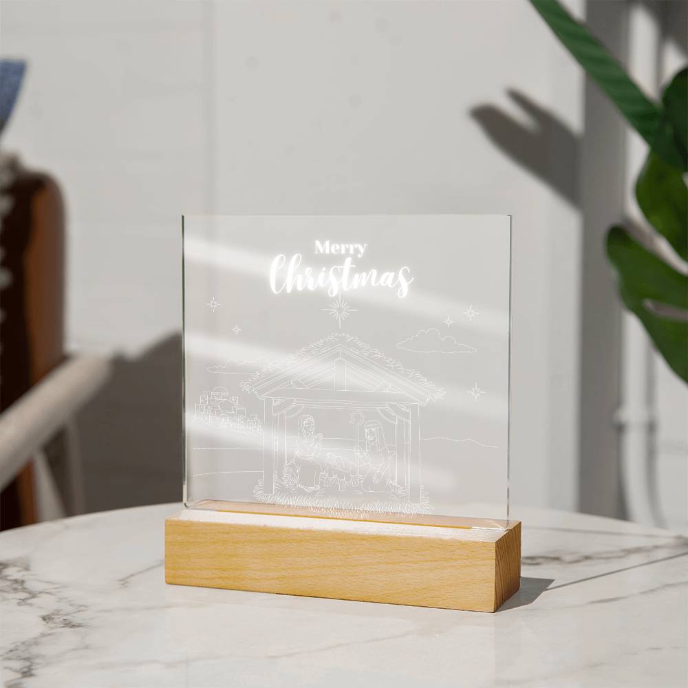 Christmas nativity scene without animals or three kings (Acrylic Square Plaque)