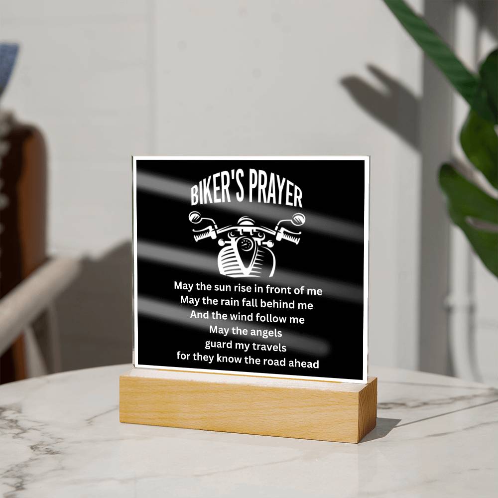 Biker's Prayer - May the sun rise in front of me (Square acrylic plaque)