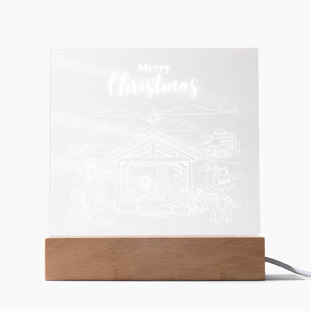 Christmas Nativity Scene with the three kings (Acrylic Square Plaque)
