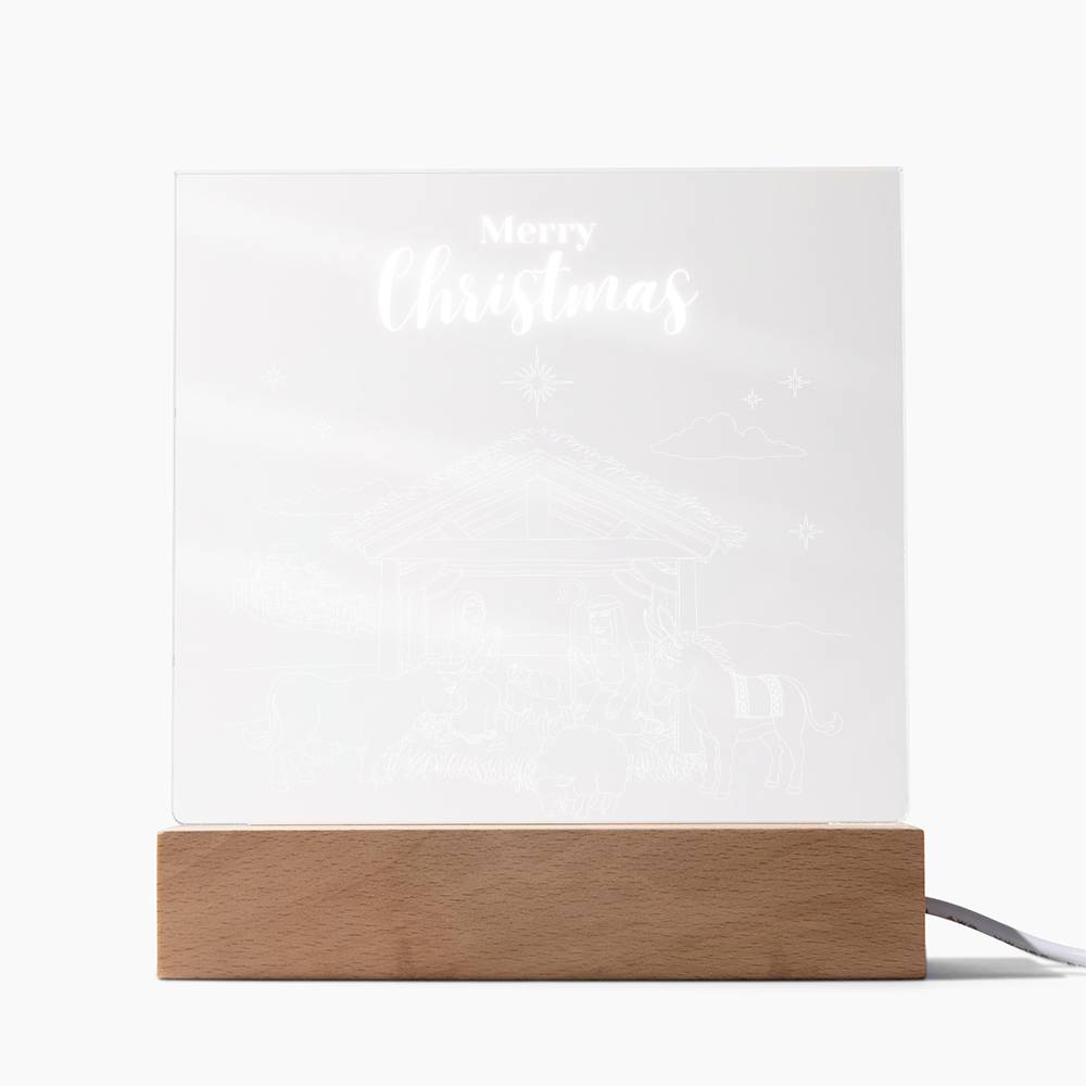 Christmas Nativity scene with animals only (Acrylic Square Plaque)