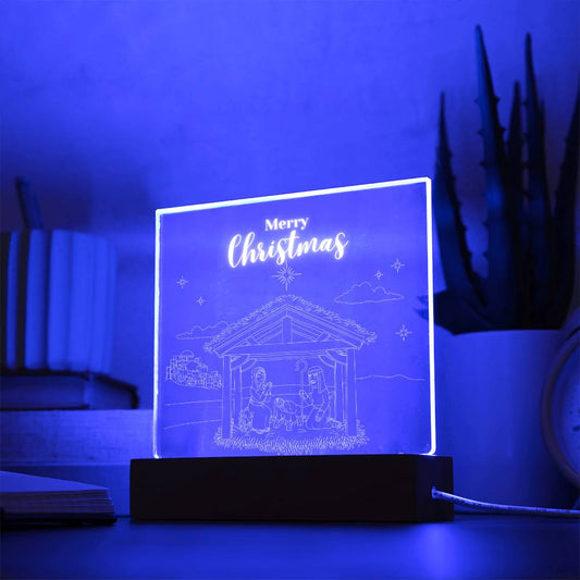 Christmas nativity scene without animals or three kings (Acrylic Square Plaque)