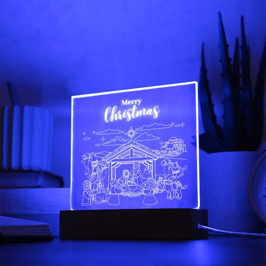 Christmas Nativity Scene with the three kings (Acrylic Square Plaque)