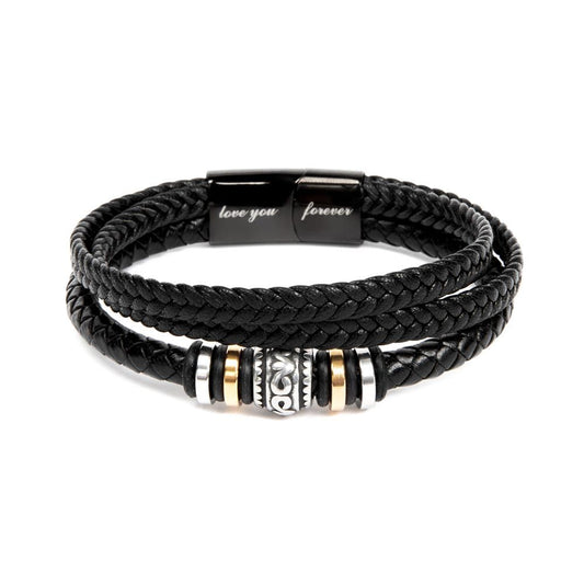 To My Dad - Father's Day Gift - This young cub will always give you a hug (Men's Vegan Leather Bracelet)