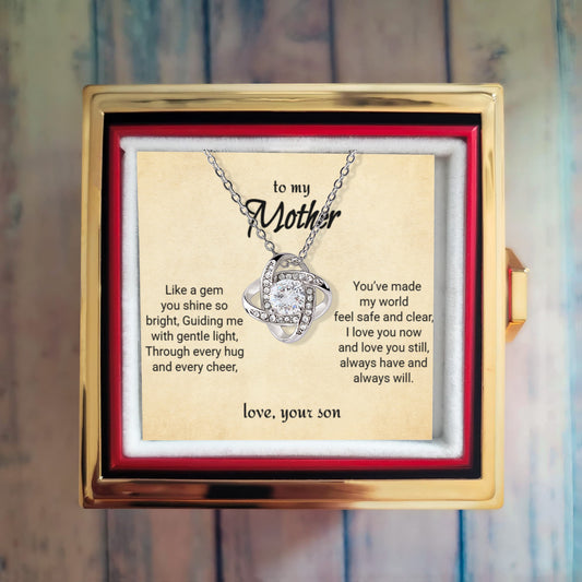 To My Mother - Like a gem you shine so bright - (Love Knot with Rotating Rose Gift Box)
