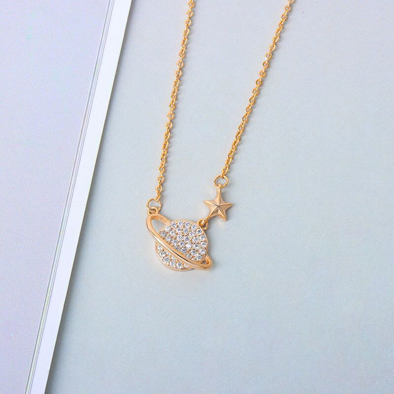Sterling Silver Planet Saturn Necklace