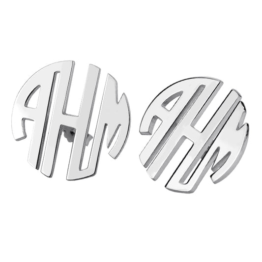 Custom Block Monogram Stud Earrings Sterling Silver