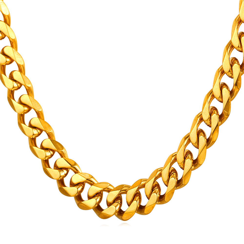 Cuban Link Chain 14K Gold 316L Stainless Steel and Black