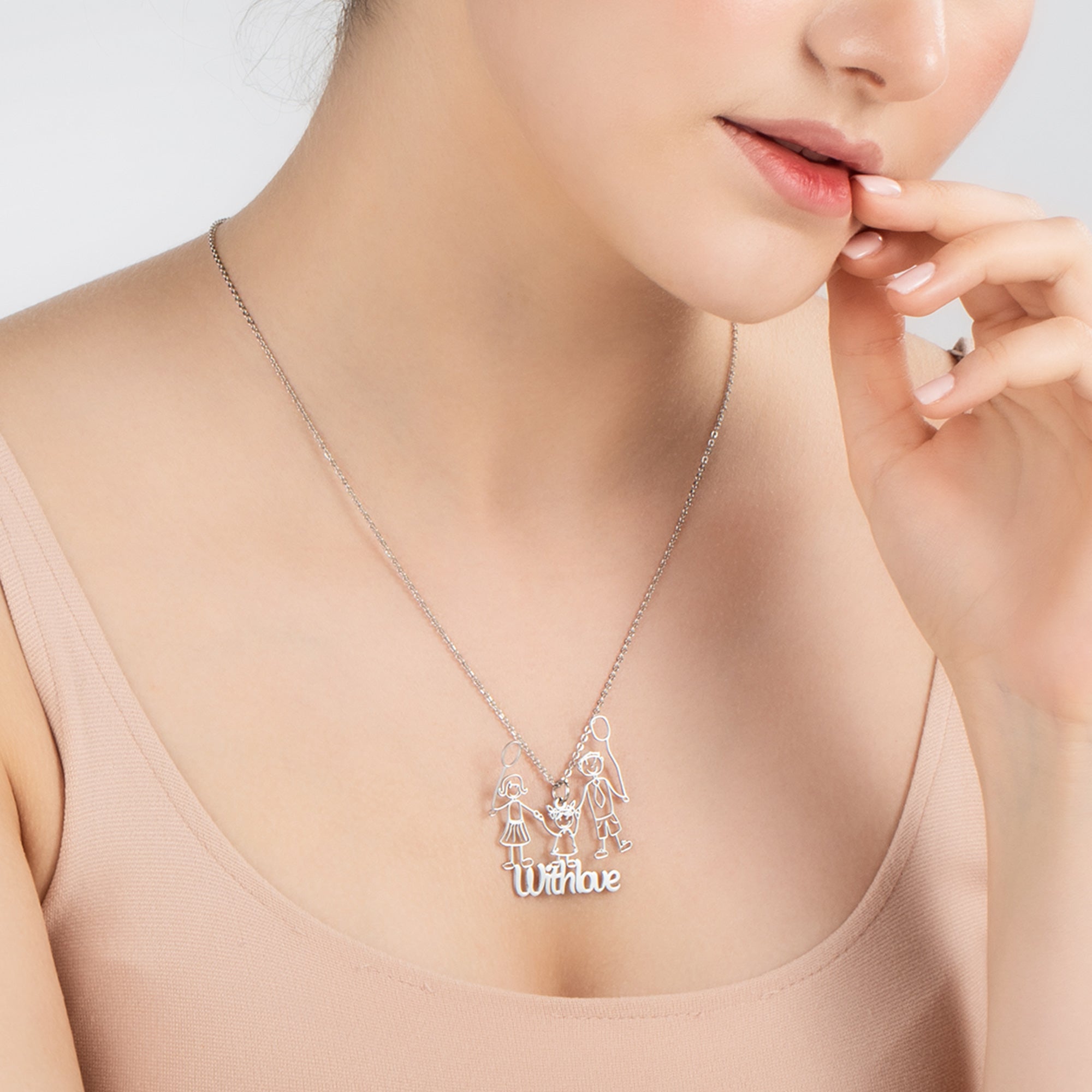 Personalized Children's Drawing Graffiti Necklace Gift for Mom Grandma