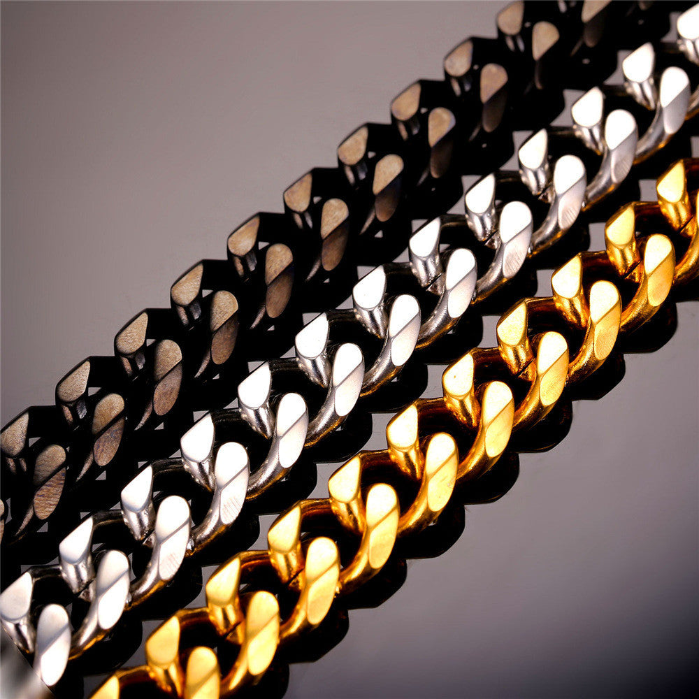 Cuban Link Chain 14K Gold 316L Stainless Steel and Black
