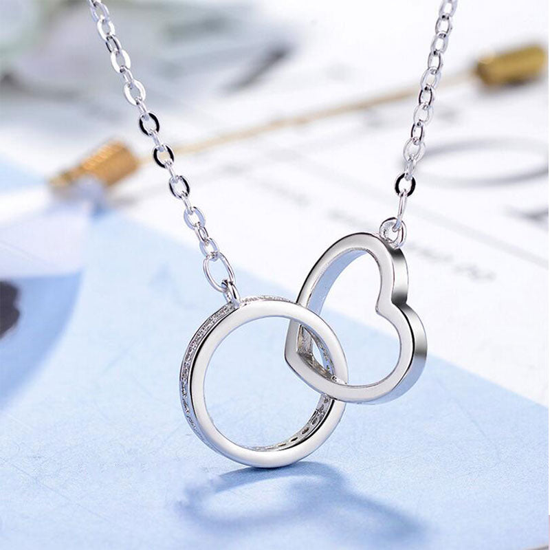 Interlocking Ring and Heart Diamond Necklace