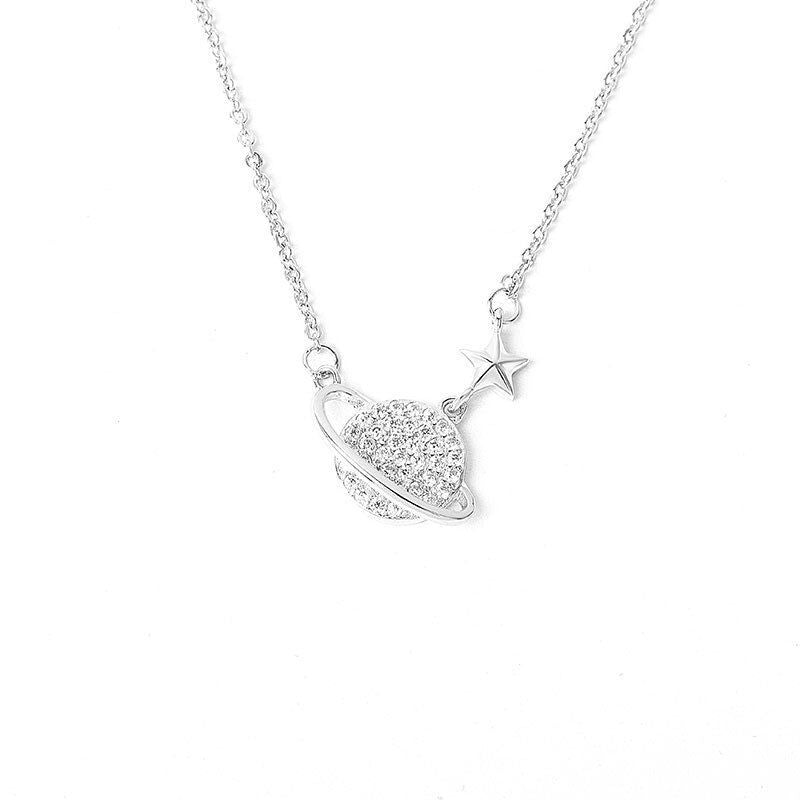 Sterling Silver Planet Saturn Necklace