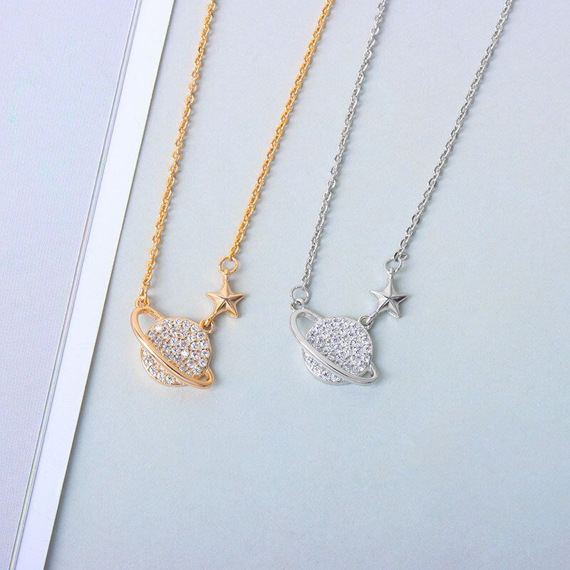 Sterling Silver Planet Saturn Necklace