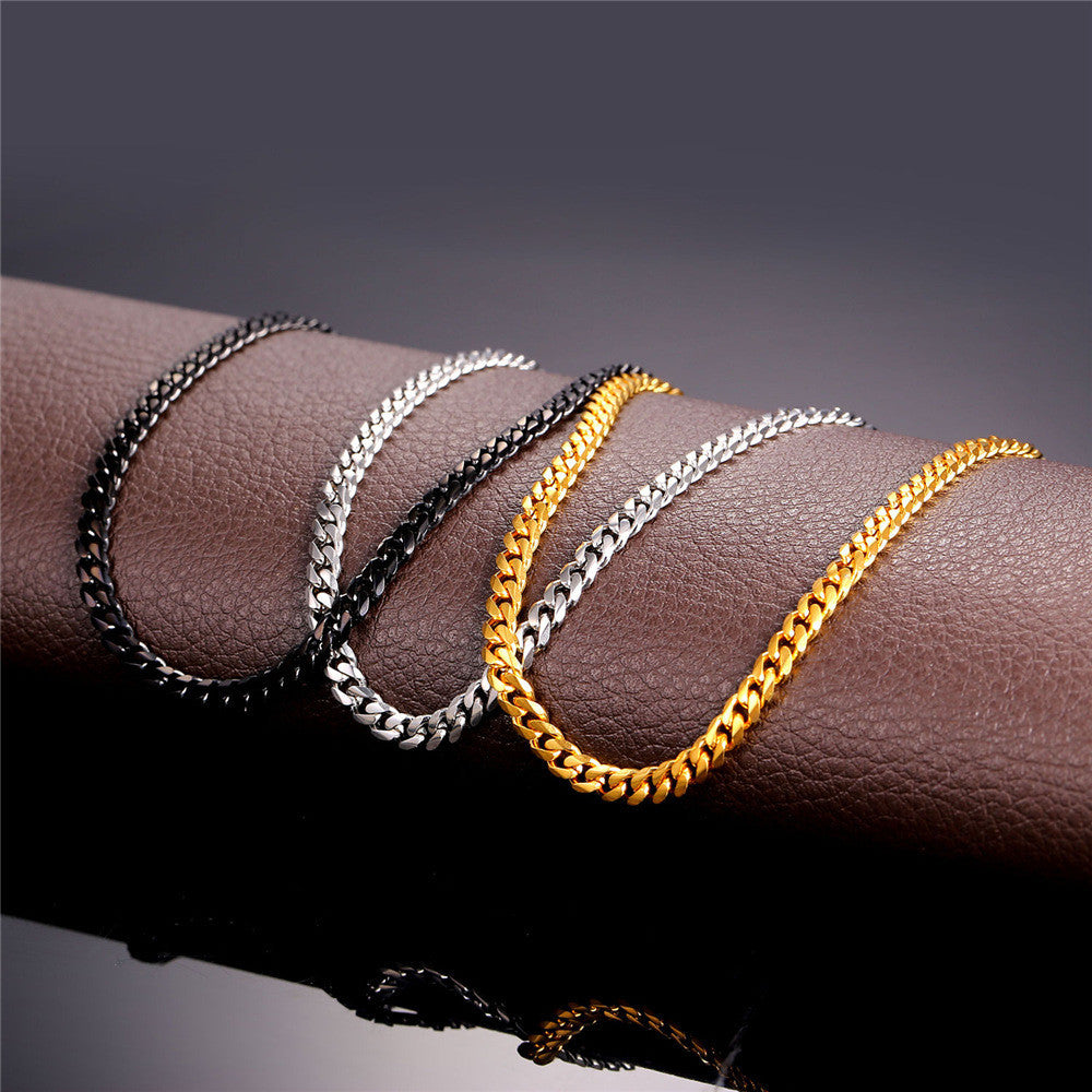 Cuban Link Chain 14K Gold 316L Stainless Steel and Black