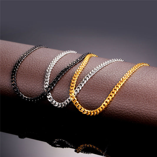 Cuban Link Chain 14K Gold 316L Stainless Steel and Black