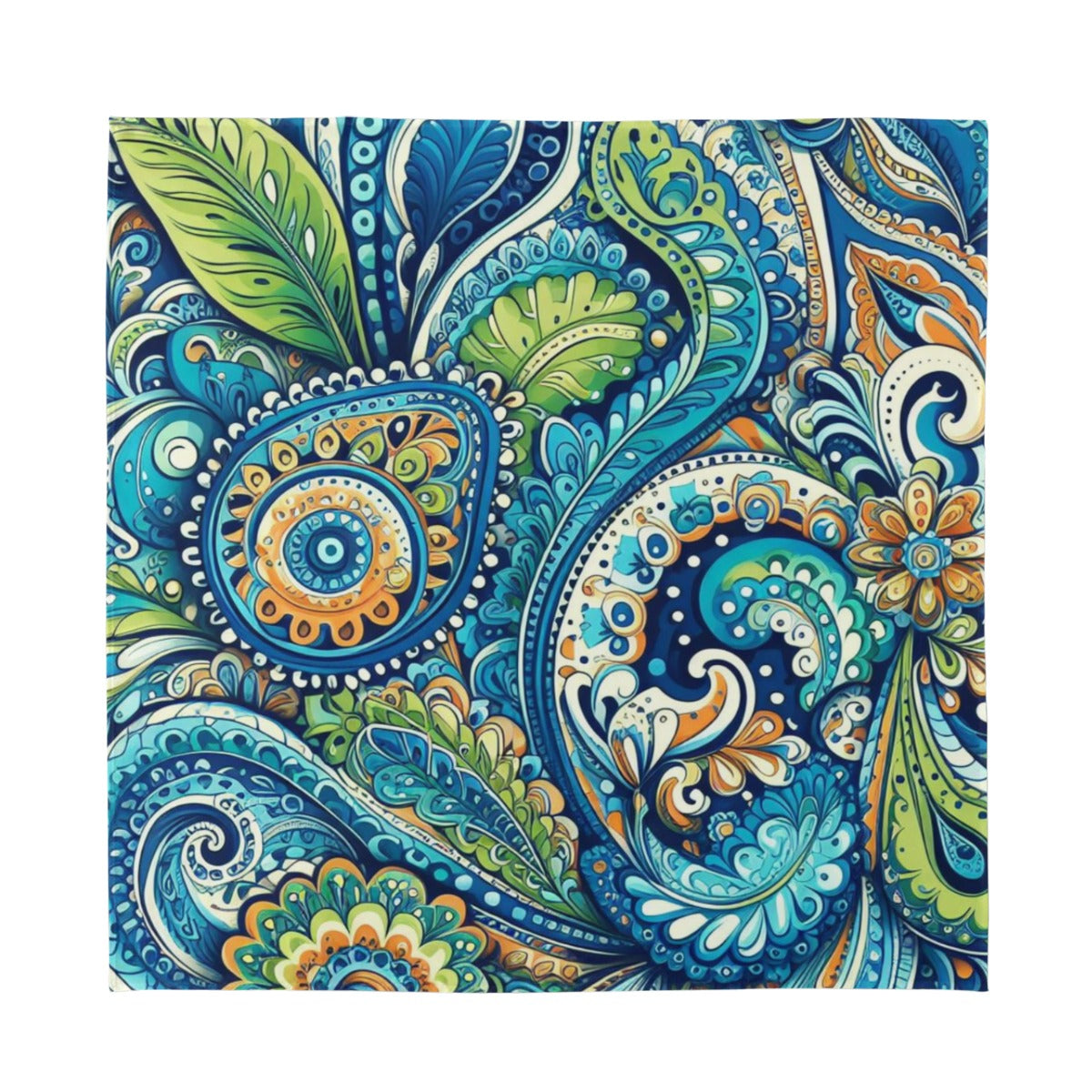 Head Scarf / Bandana - Paisley green and blue