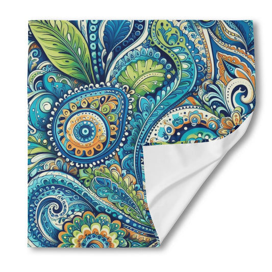 Head Scarf / Bandana - Paisley green and blue