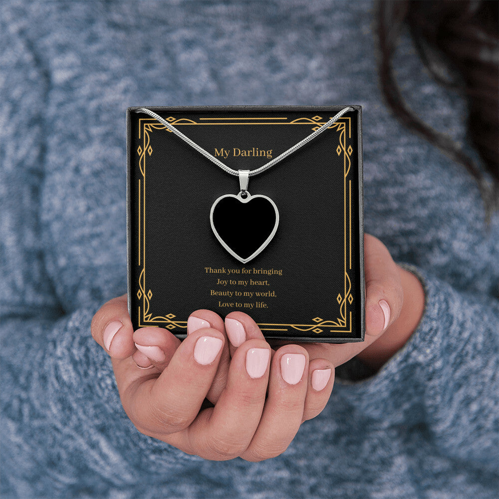 My Darling. Thank you for bringing Joy to my heart. (Heart Pendant Photo and Engraving Snake chain necklace)