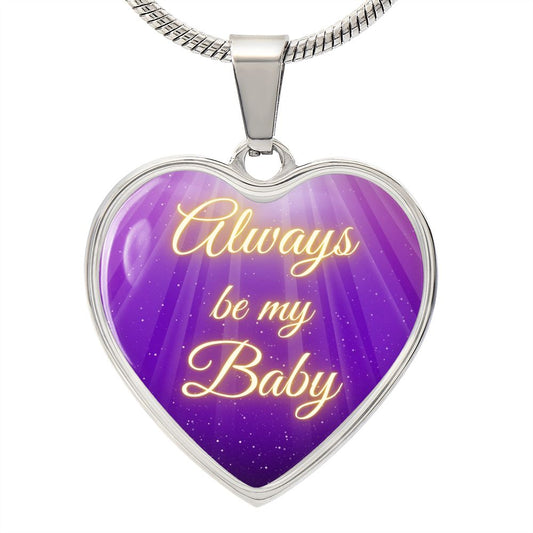 Always be my Baby - Purple (Heart Pendant Engraving Snake Chain necklace)