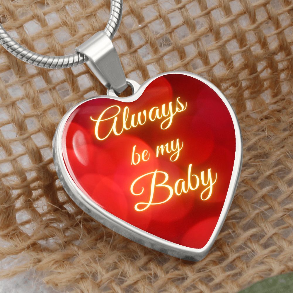 Always be my Baby - Bokeh (Heart Pendant Engraving Snake Chain necklace)