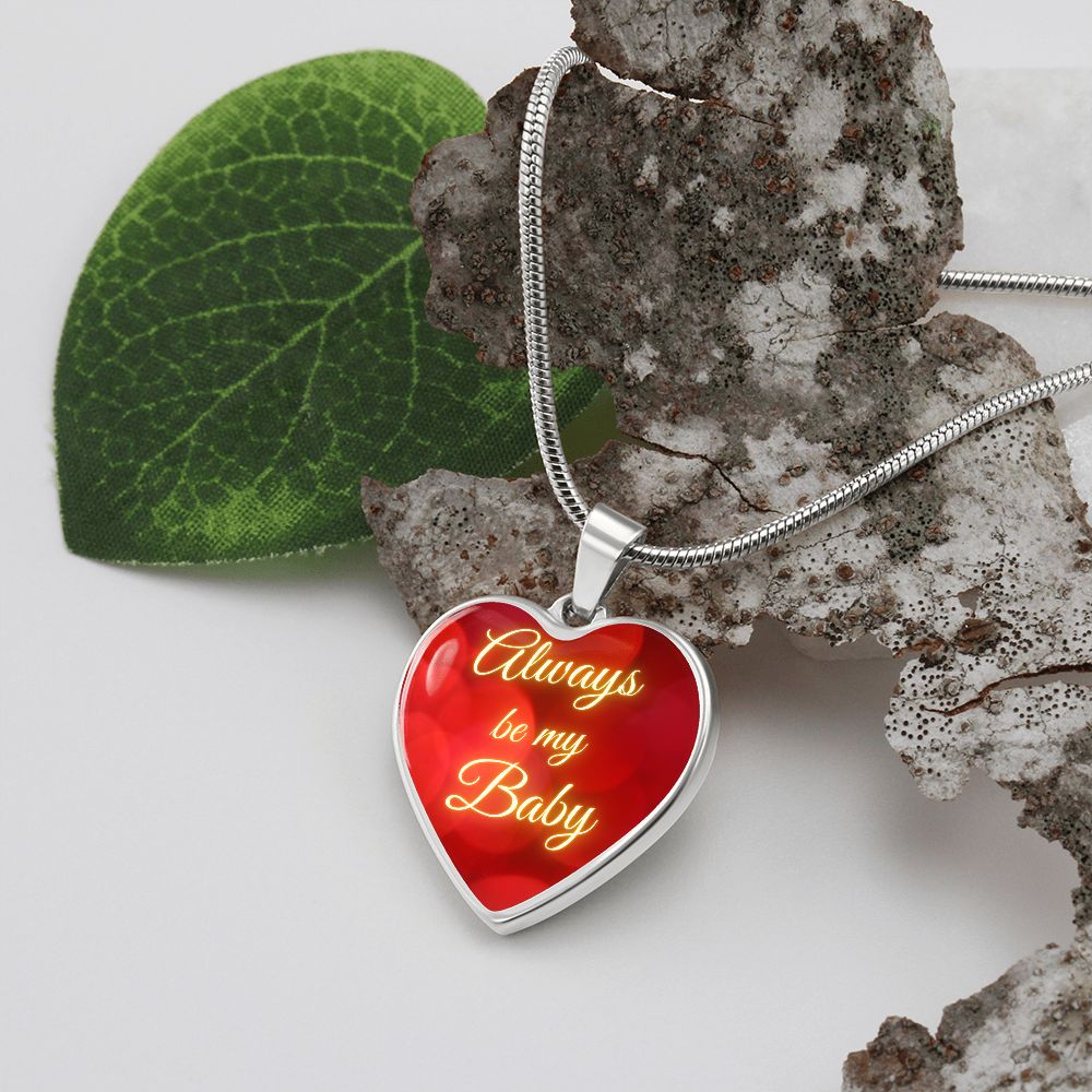 Always be my Baby - Bokeh (Heart Pendant Engraving Snake Chain necklace)