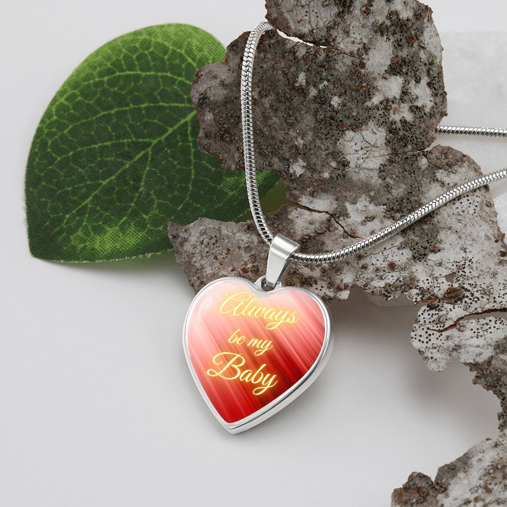Always be my Baby - lines (Heart Pendant Engraving Snake Chain necklace)