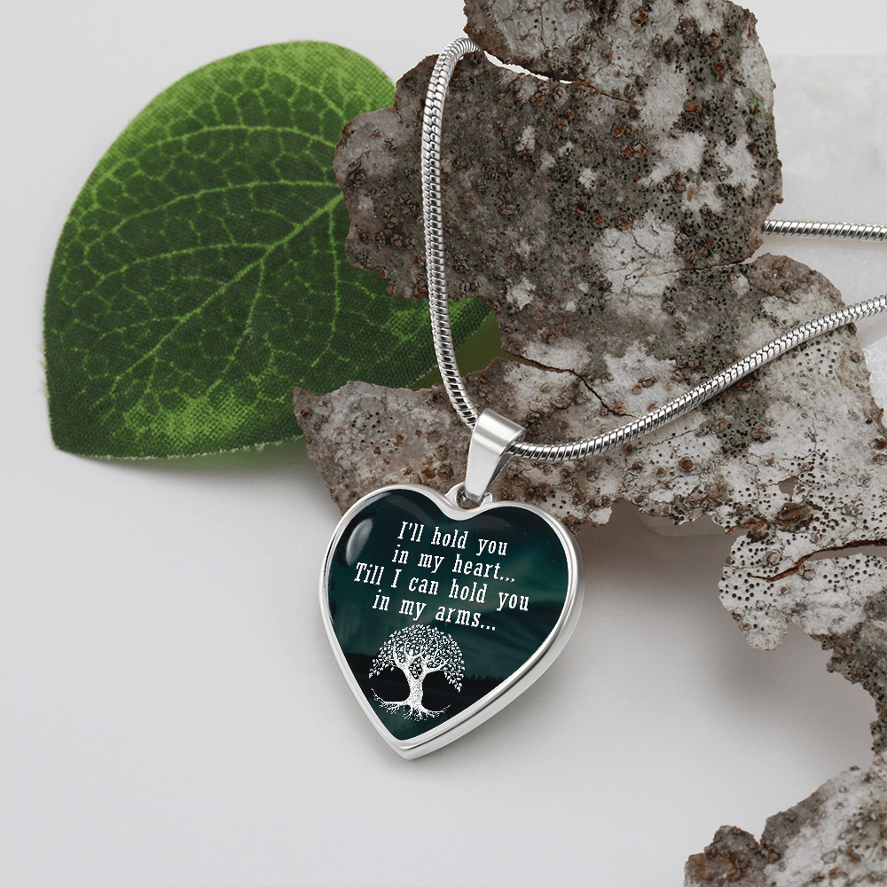 I'll hold you in my heart... Till I can hold you in my arms... (Heart Pendant Engraving Snake Chain necklace)