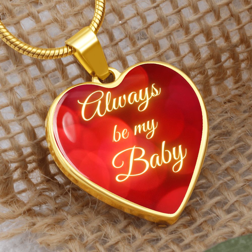 Always be my Baby - Bokeh (Heart Pendant Engraving Snake Chain necklace)