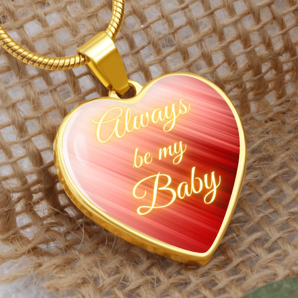 Always be my Baby - lines (Heart Pendant Engraving Snake Chain necklace)