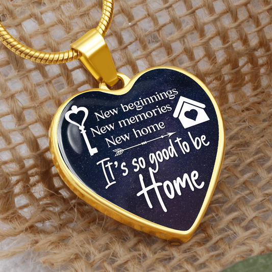 New beginnings. (Heart Pendant Engraving Snake Chain necklace)
