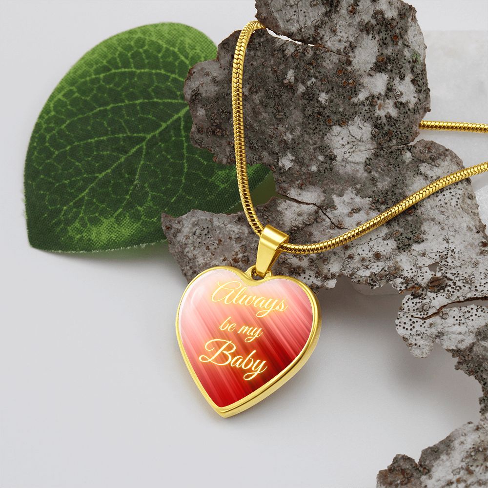Always be my Baby - lines (Heart Pendant Engraving Snake Chain necklace)