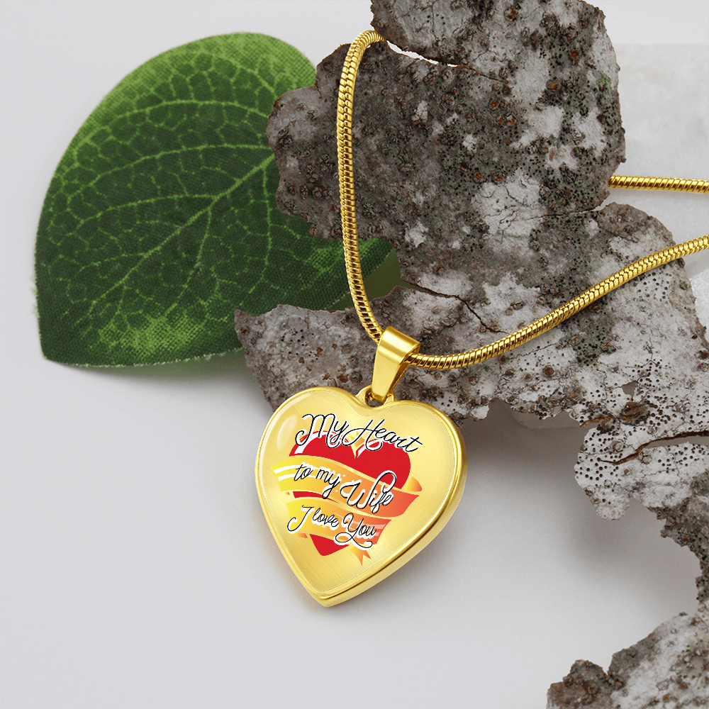 My Heart. to my Wife. I love you. (Heart Pendant Engraving Snake Chain necklace)