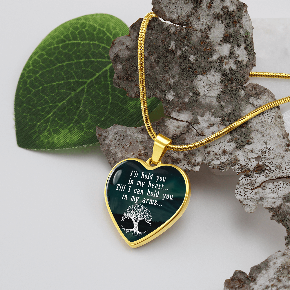 I'll hold you in my heart... Till I can hold you in my arms... (Heart Pendant Engraving Snake Chain necklace)