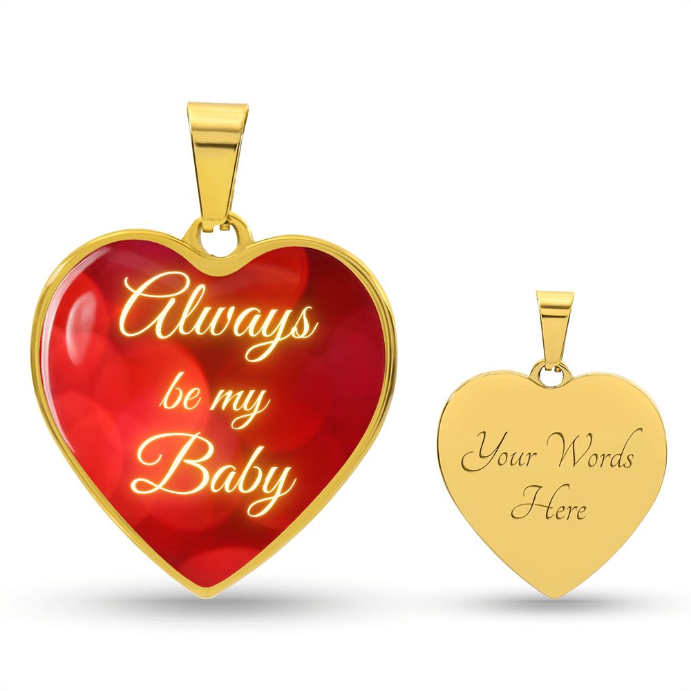 Always be my Baby - Bokeh (Heart Pendant Engraving Snake Chain necklace)