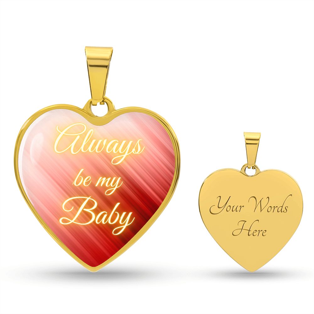 Always be my Baby - lines (Heart Pendant Engraving Snake Chain necklace)