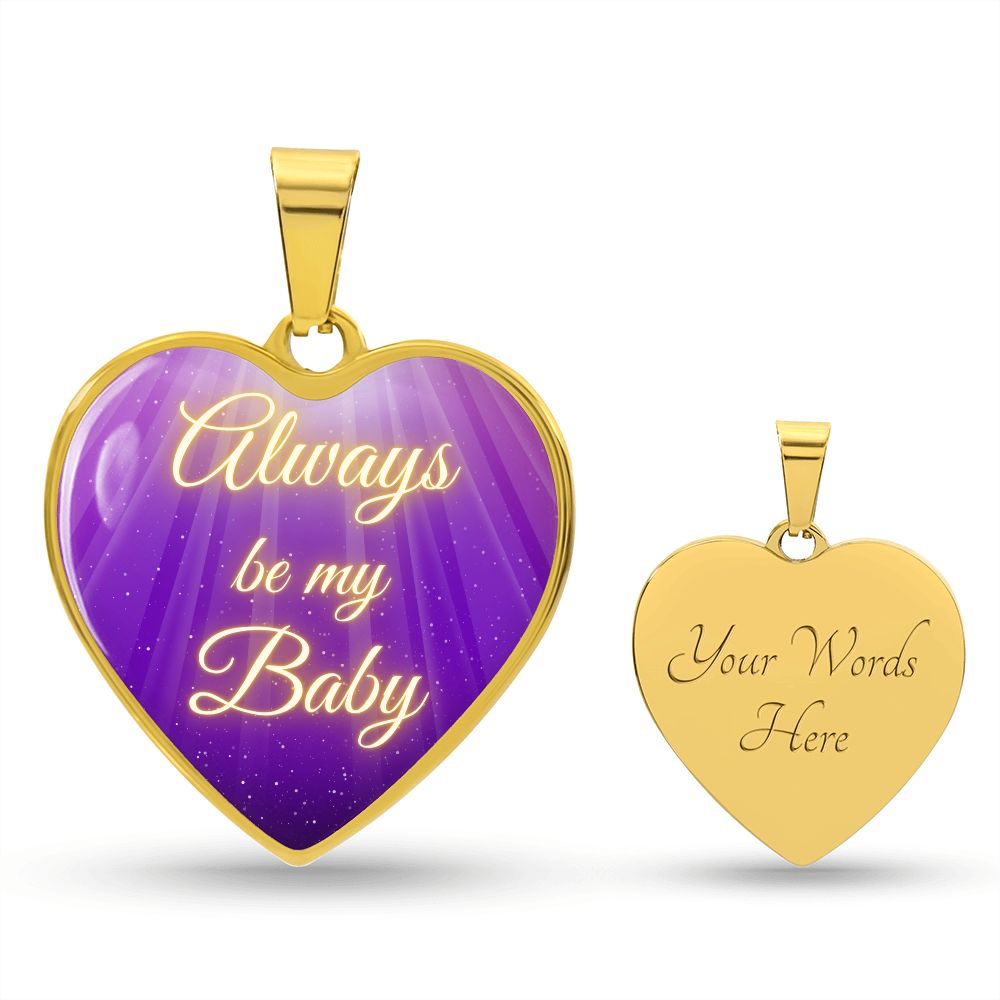 Always be my Baby - Purple (Heart Pendant Engraving Snake Chain necklace)