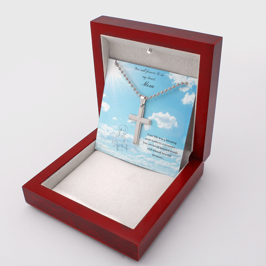 Mom. You will forever be in my heart. (Personalized Cross Necklace)