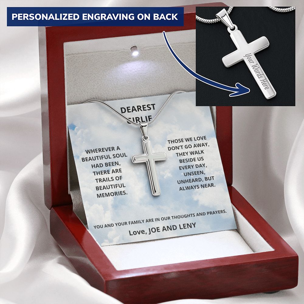 Girlie - In Loving Memory (Personalized Cross necklace)