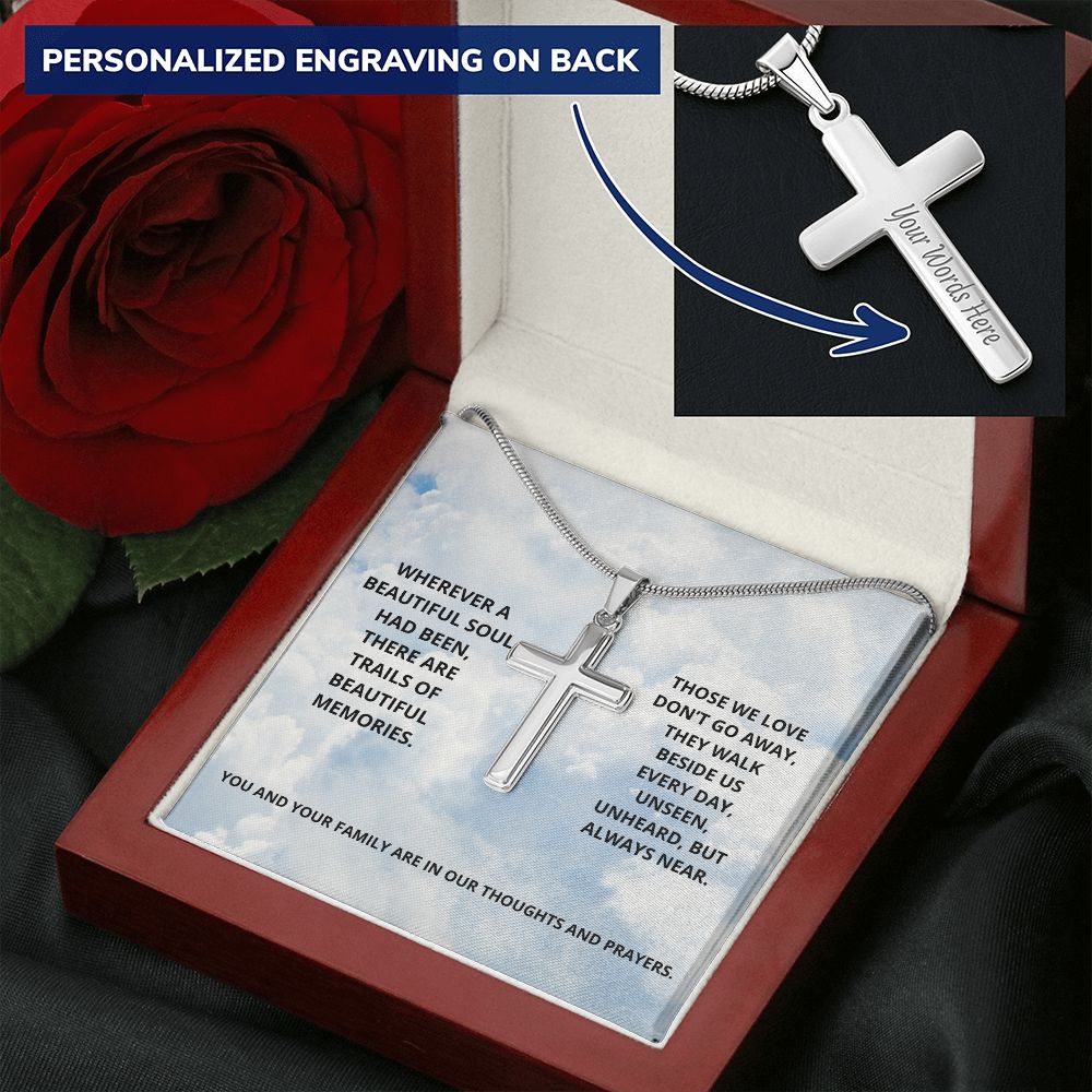 Wherever A Beautiful Soul Had Been (Personalized Cross necklace)
