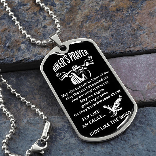 Biker's Prayer - Fly like an eagle... Ride like the wind (Dog Tag Ball chains)