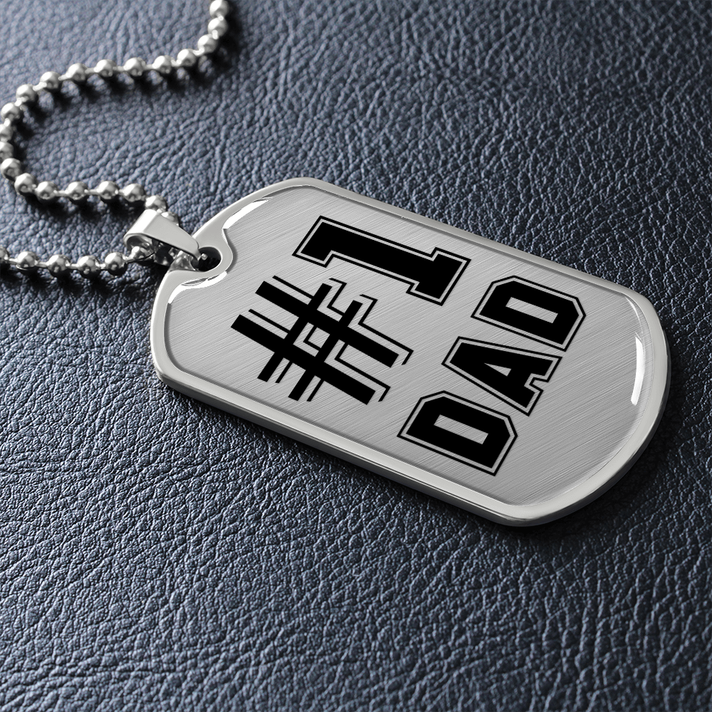 #1 Dad (Graphic Dog Tag Ball chain necklace)