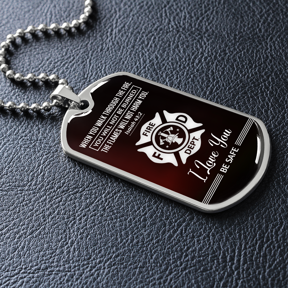 Fire Department (Graphic Dog Tag Ball chain necklace)