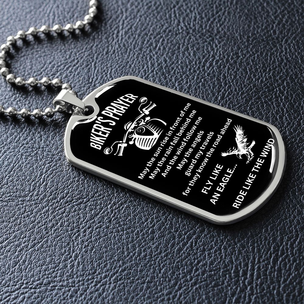 Biker's Prayer - Fly like an eagle... Ride like the wind (Dog Tag Ball chains)